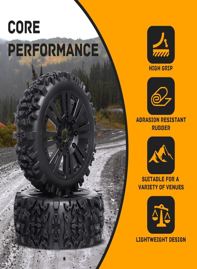 CrazyHobby Pre-Glued RC Buggy Tires & Wheels Rims Set with Foam Inserts for 1/8 Arrma Typhon 6S 3S Blx Losi 8ight Tekno Kyosho Hobao Off-Road Car(4Pcs) - Image 2